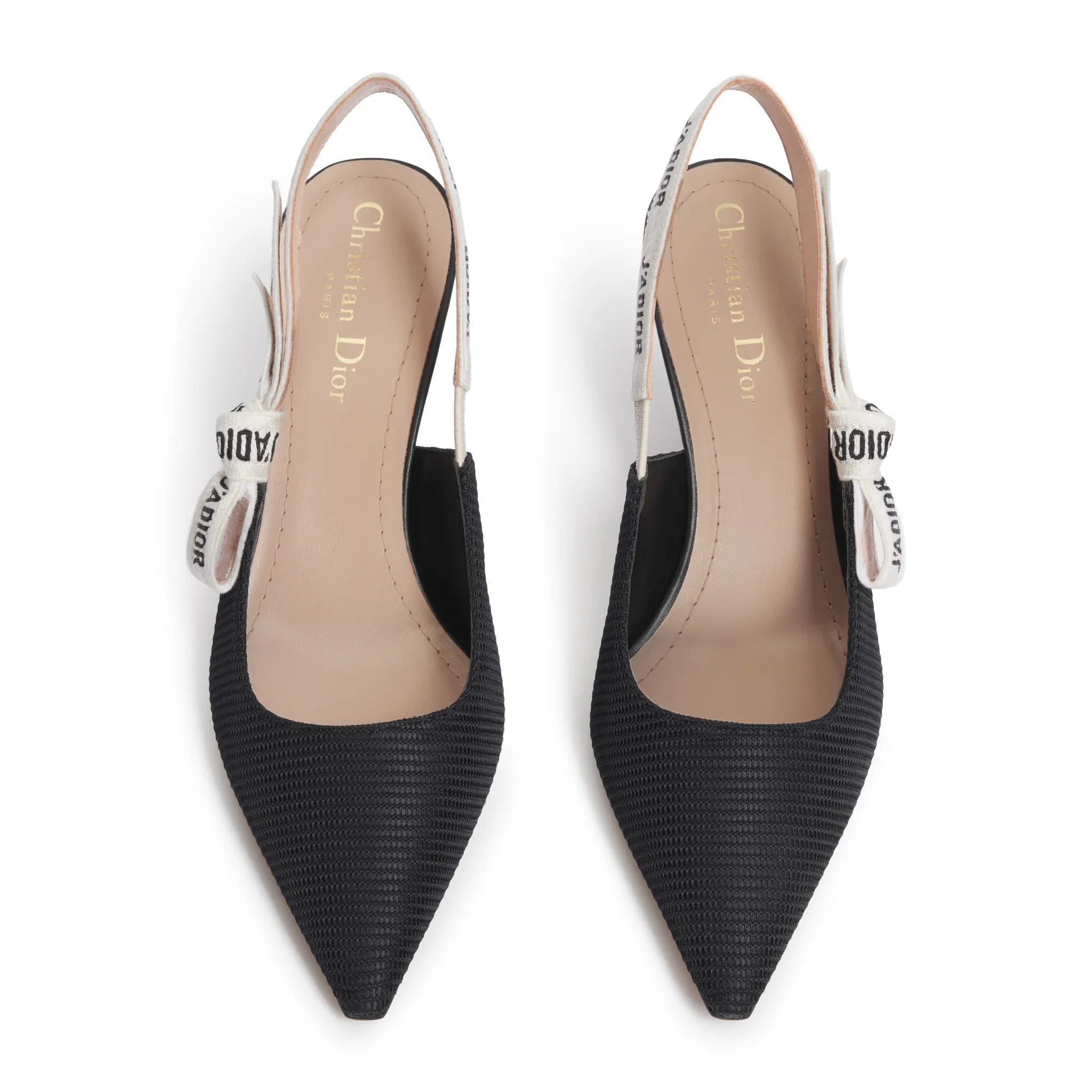 Upper View of Dior J'Adior Technical Fabric Black Slingback Pump KCC200TFL_S900